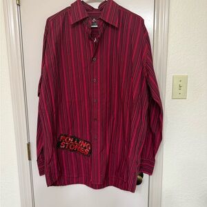 the Rolling Stones Y2K Men's Red Striped Shirt by the Dragonfly